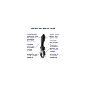 Vibromasseur noir USB, chauffant et connecté Heat Climax Satisfyer 